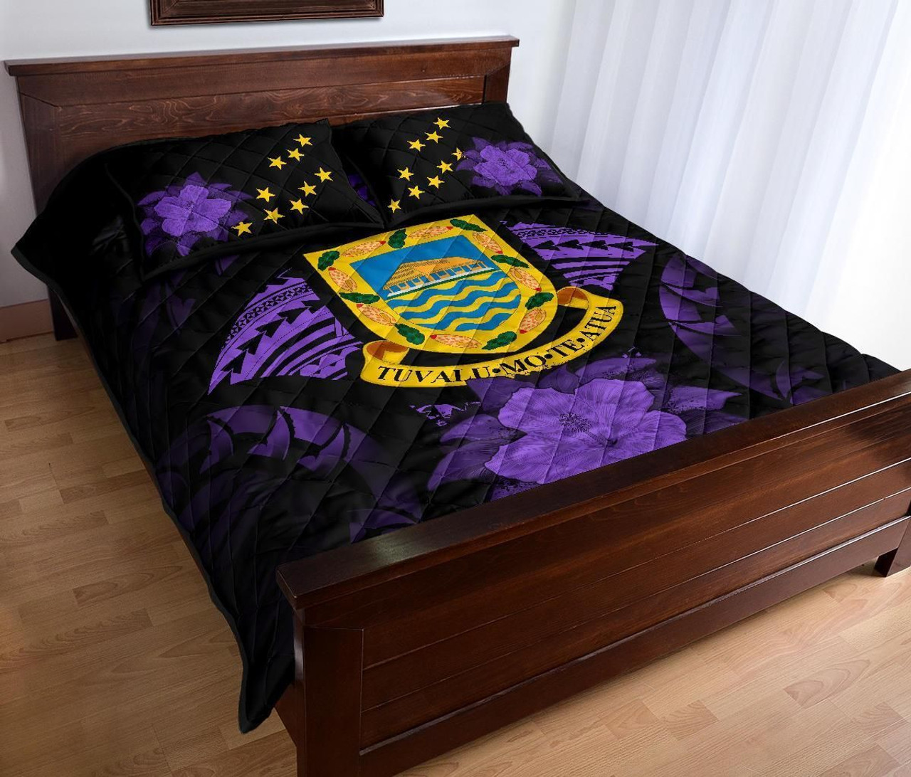 Tuvalu Polynesian Quilt Bed Set Hibiscus Purple 3