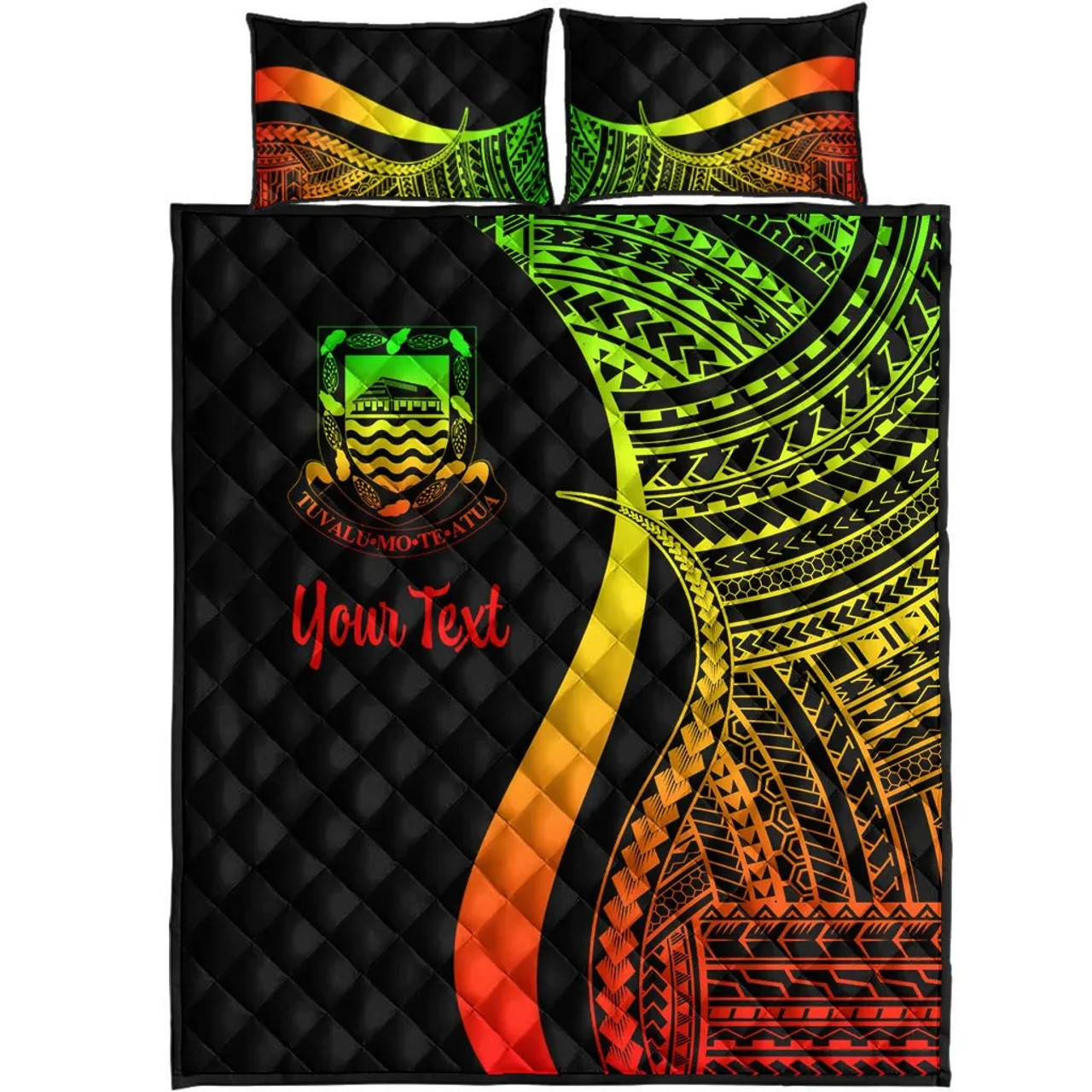 Tuvalu Custom Personalised Quilt Bet Set - Reggae Polynesian Tentacle Tribal Pattern 5