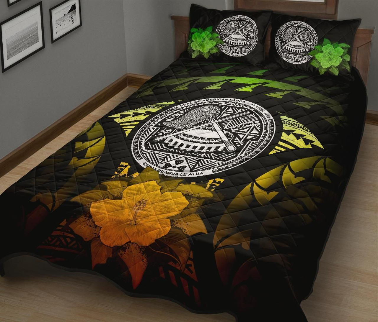 American Samoa Polynesian Quilt Bed Set Hibiscus Reggae 2