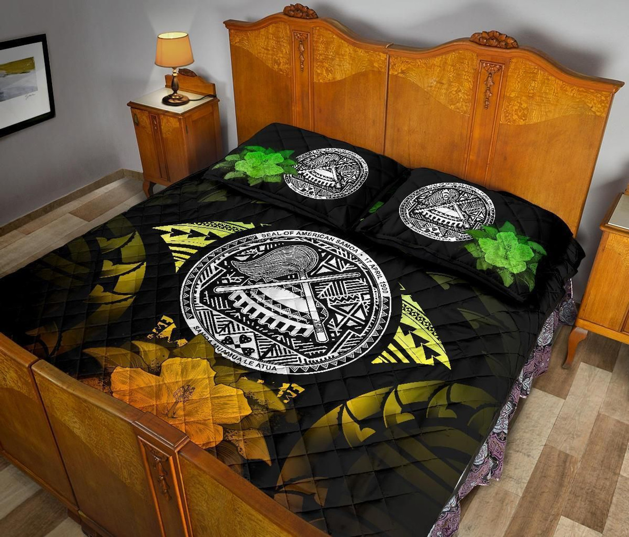 American Samoa Polynesian Quilt Bed Set Hibiscus Reggae 4