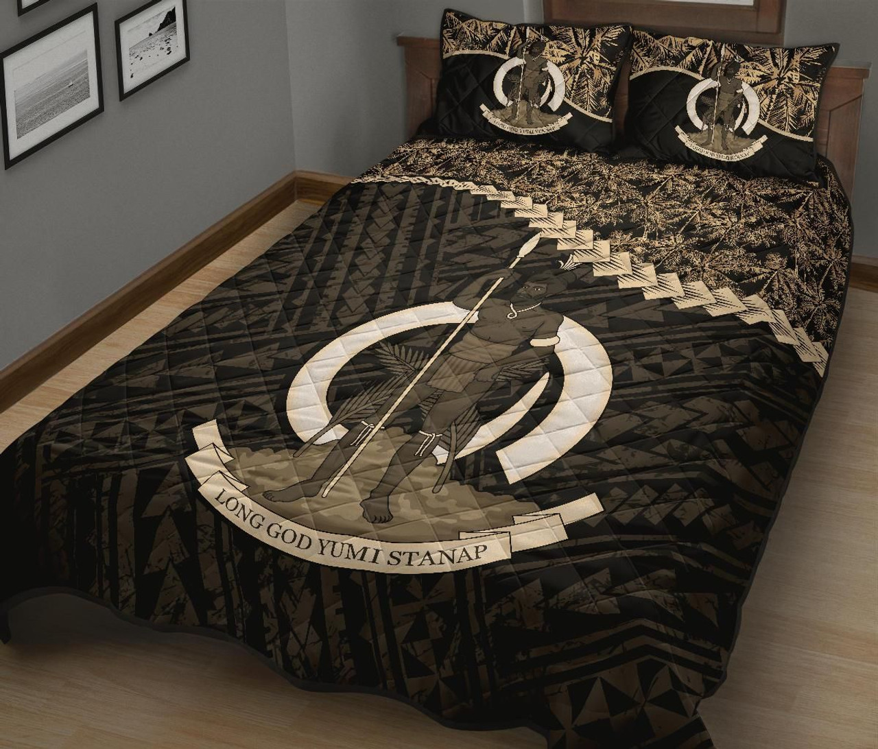 Vanuatu Polynesian Quilt Bed Set Golden Coconut 3
