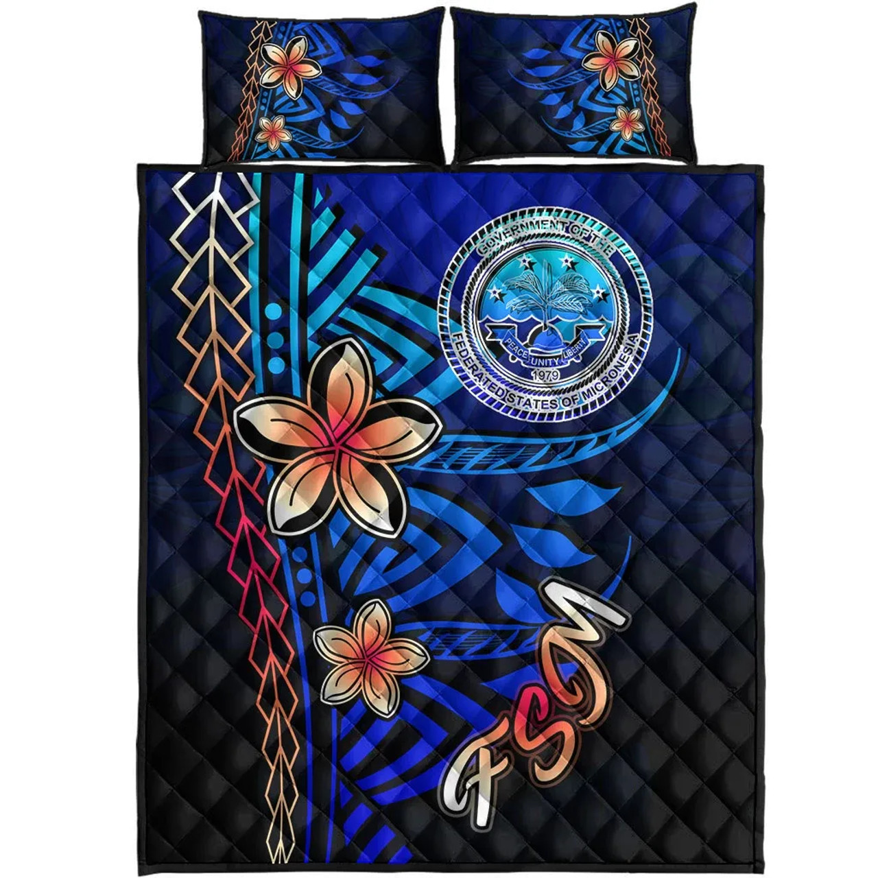 Federated States of Micronesia Quilt Bed Set - Vintage Tribal Mountain 5