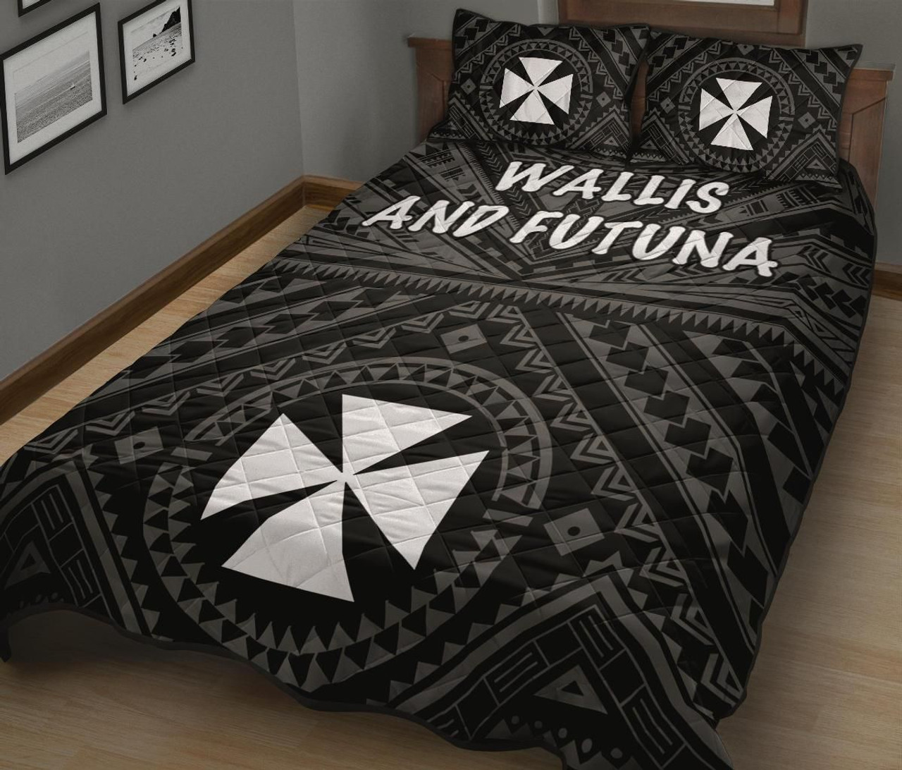 Wallis and Futuna Quilt Bed Sets - Wallis and Futuna Seal With Polynesian Tattoo Style 2