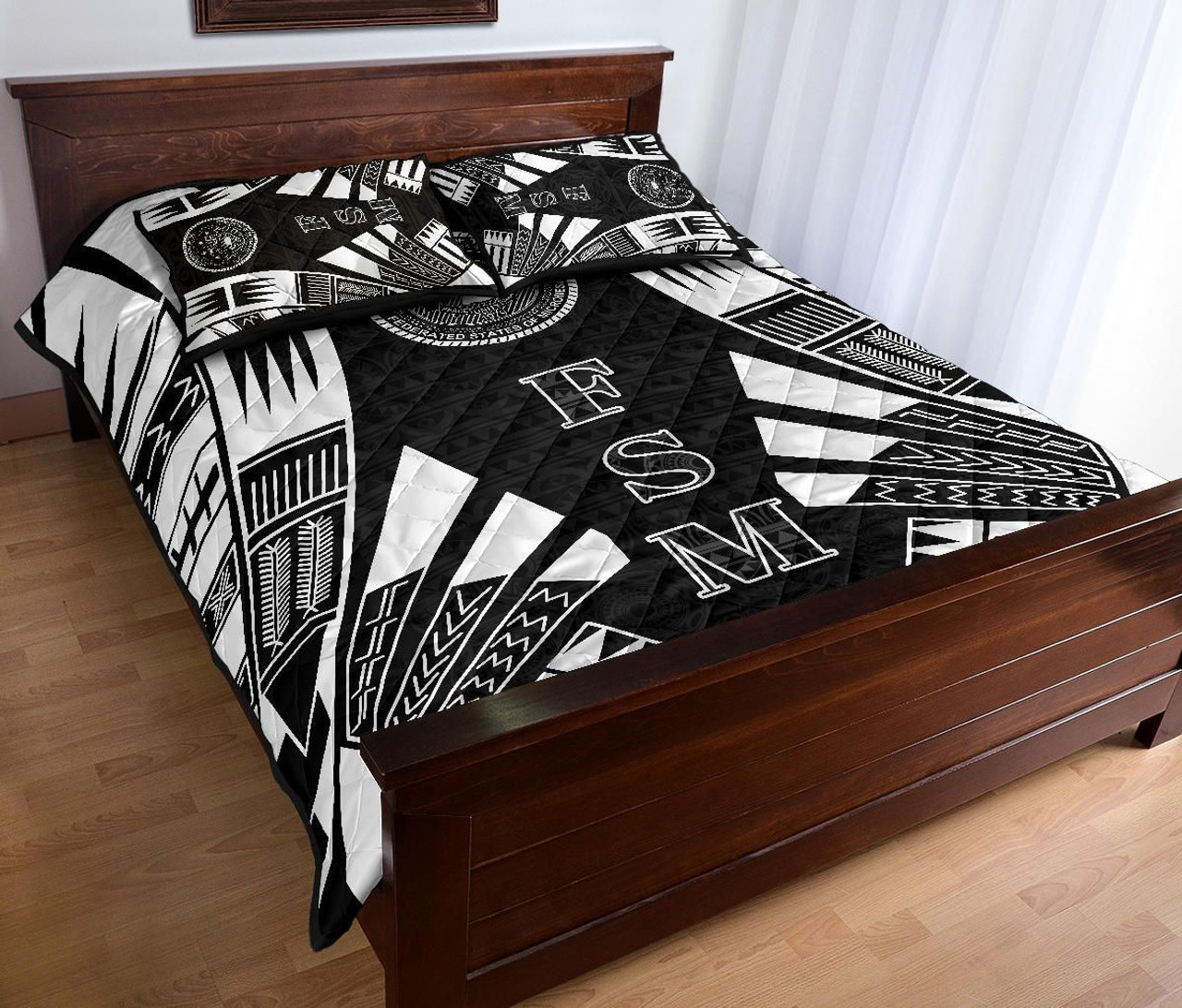 Federated States of Micronesia Quilt Bed Set - Federated States of Micronesia Seal Polynesian White Tattoo Style 4