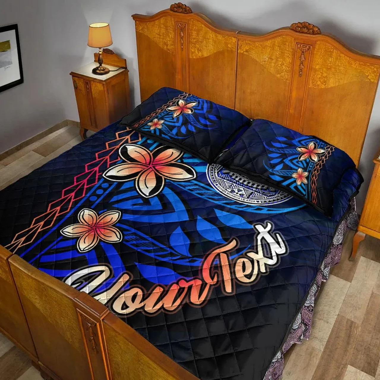 American Samoa Custom Personalised Quilt Bed Set - Vintage Tribal Moutain 4