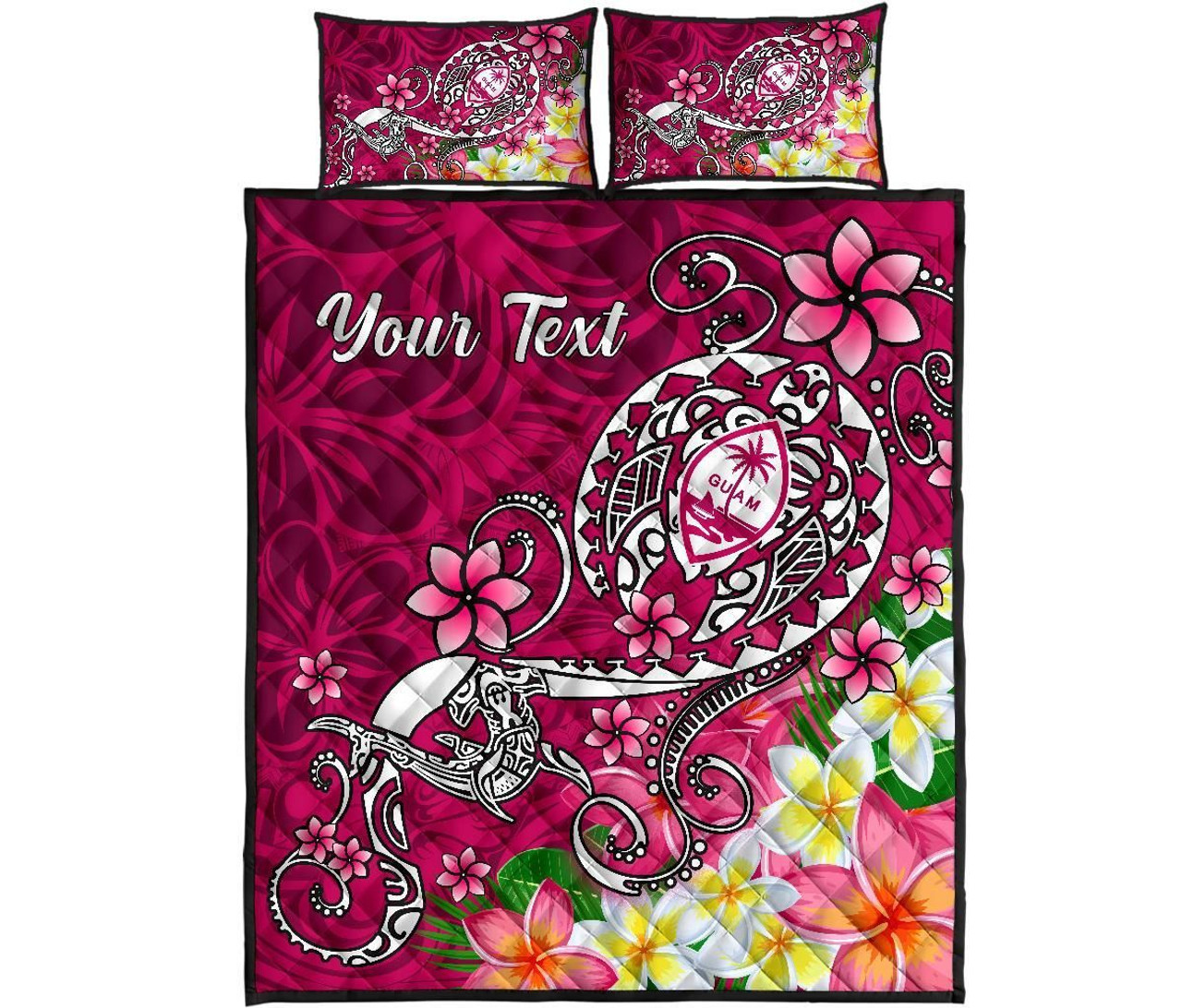 Guam Custom Personalised Quilt Bed Set - Turtle Plumeria (Pink) 5