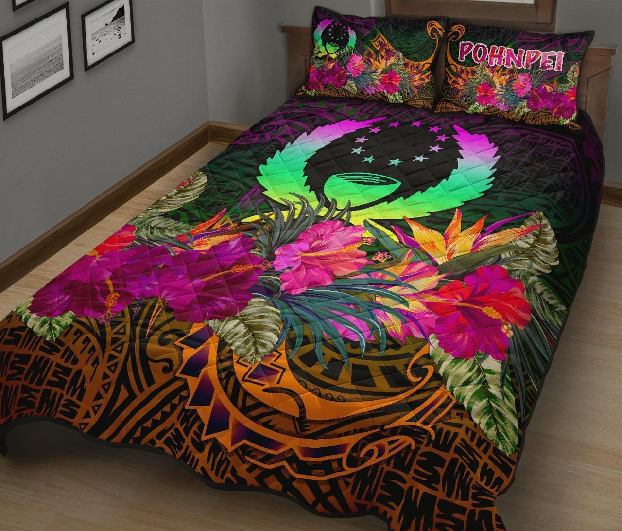 Pohnpei Quilt Bed Set - Summer Hibiscus 2