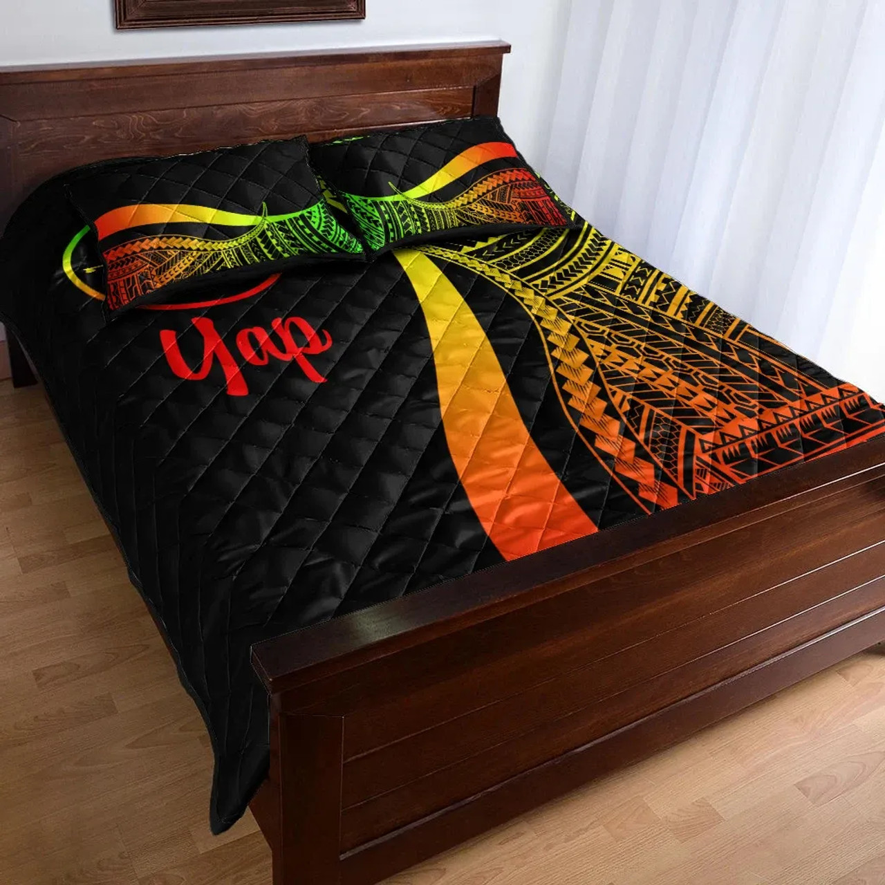 Yap Quilt Bet Set - Reggae Polynesian Tentacle Tribal Pattern 3