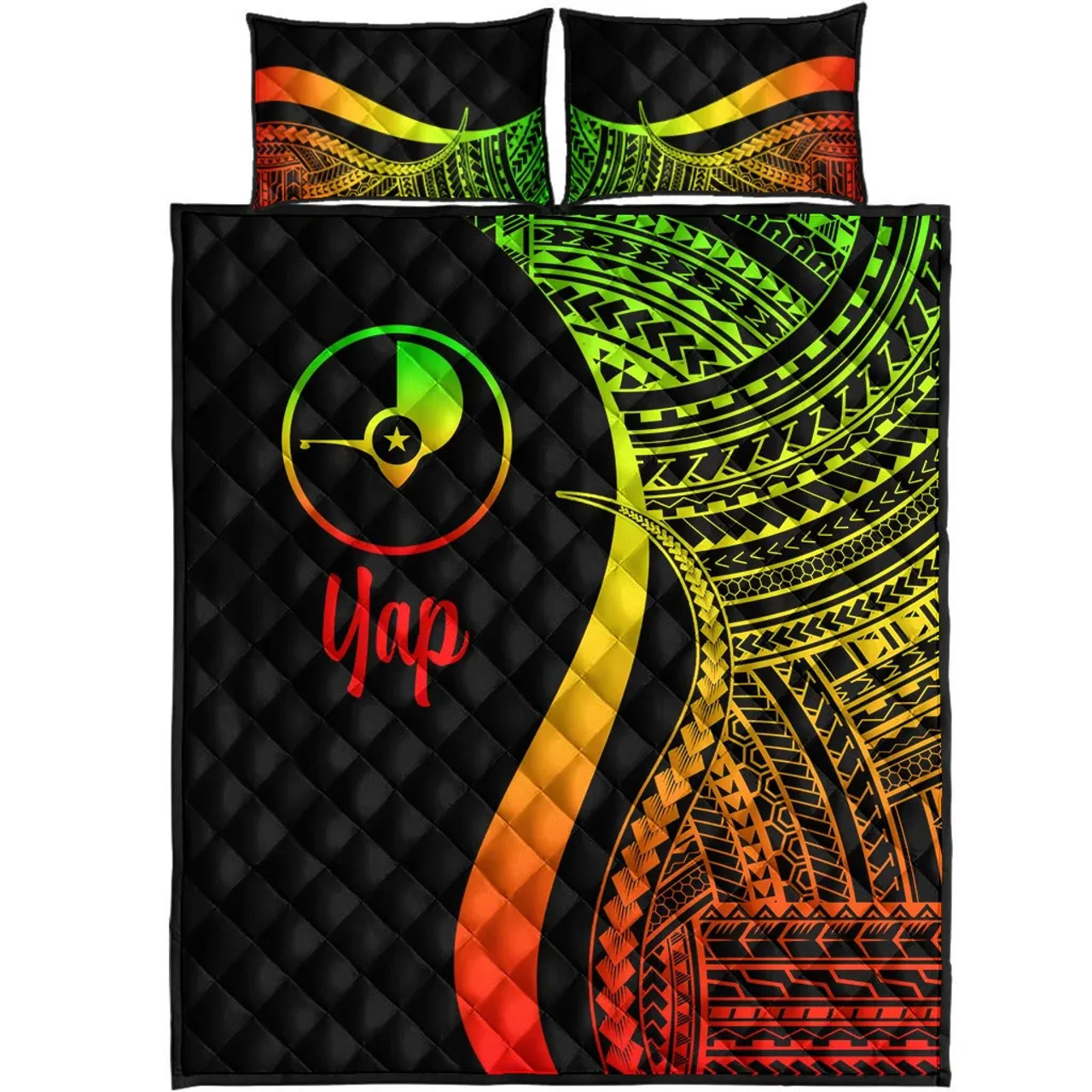 Yap Quilt Bet Set - Reggae Polynesian Tentacle Tribal Pattern 5