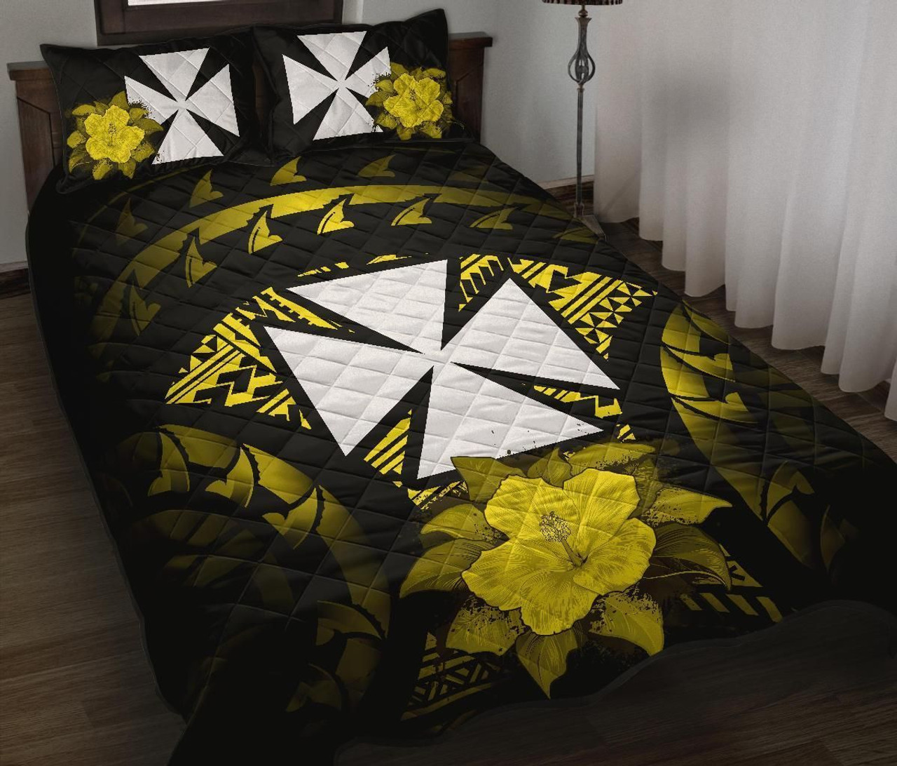 Wallis And Futuna Polynesian Quilt Bed Set Hibiscus Yellow 1