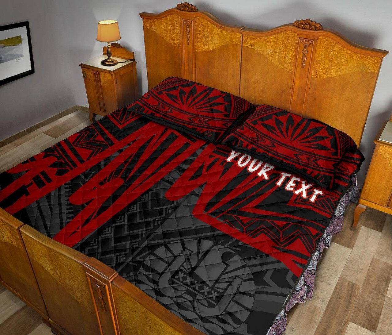 Tahiti Personalised Quilt Bed Set - Tahiti Seal In Heartbeat Patterns Style (Red) 4