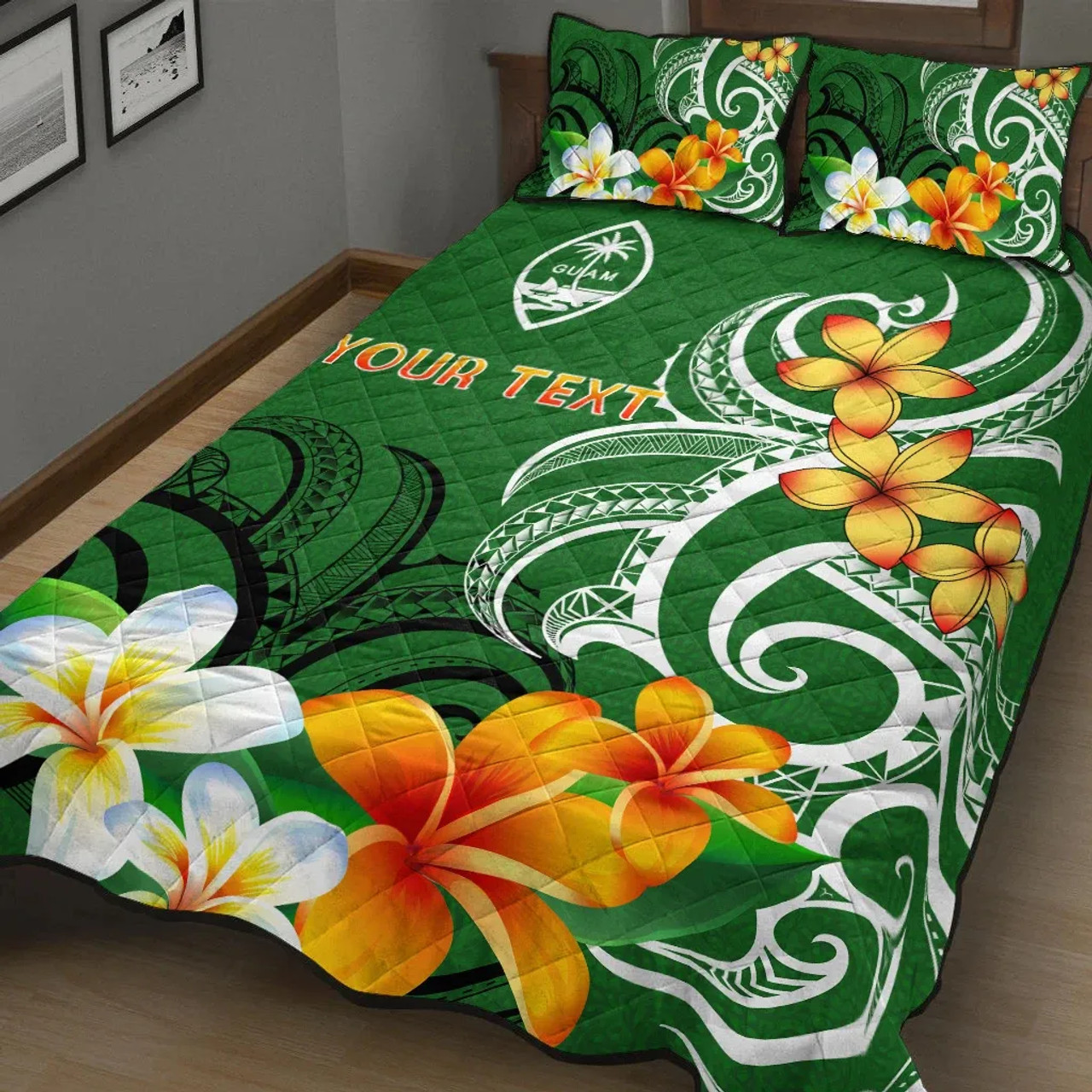 Guam Personalised Quilt Bed Set - Guamanian Spirit Green 2