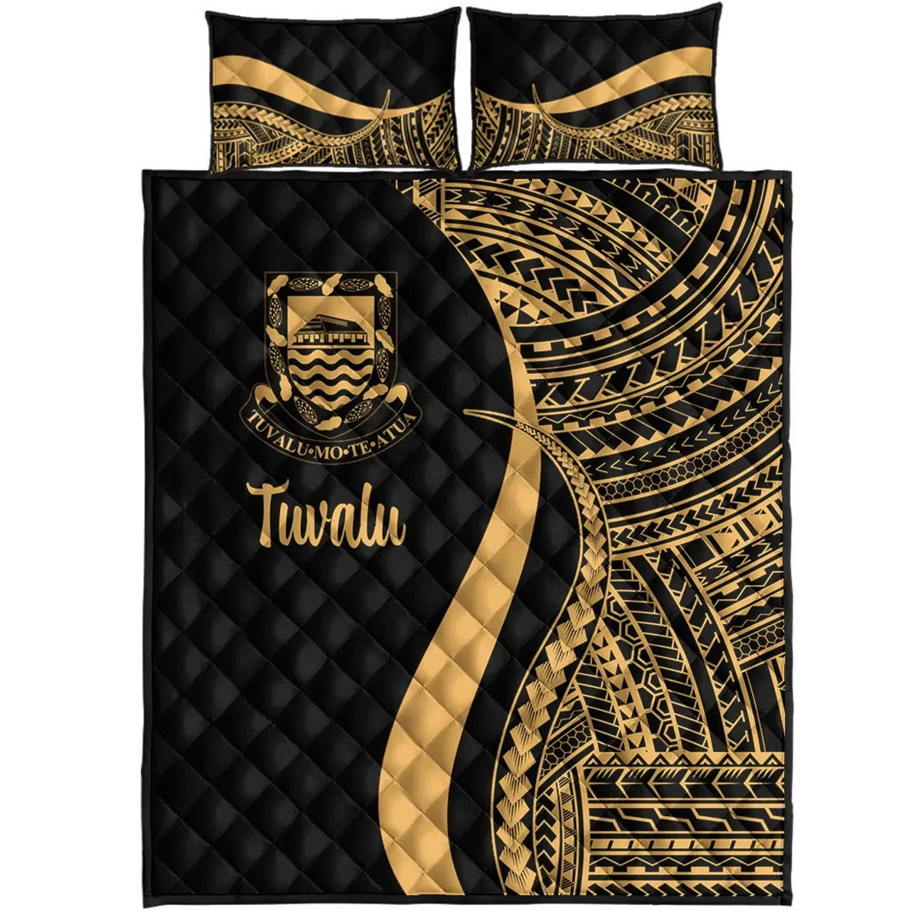 Tuvalu Quilt Bet Set - Gold Polynesian Tentacle Tribal Pattern 5