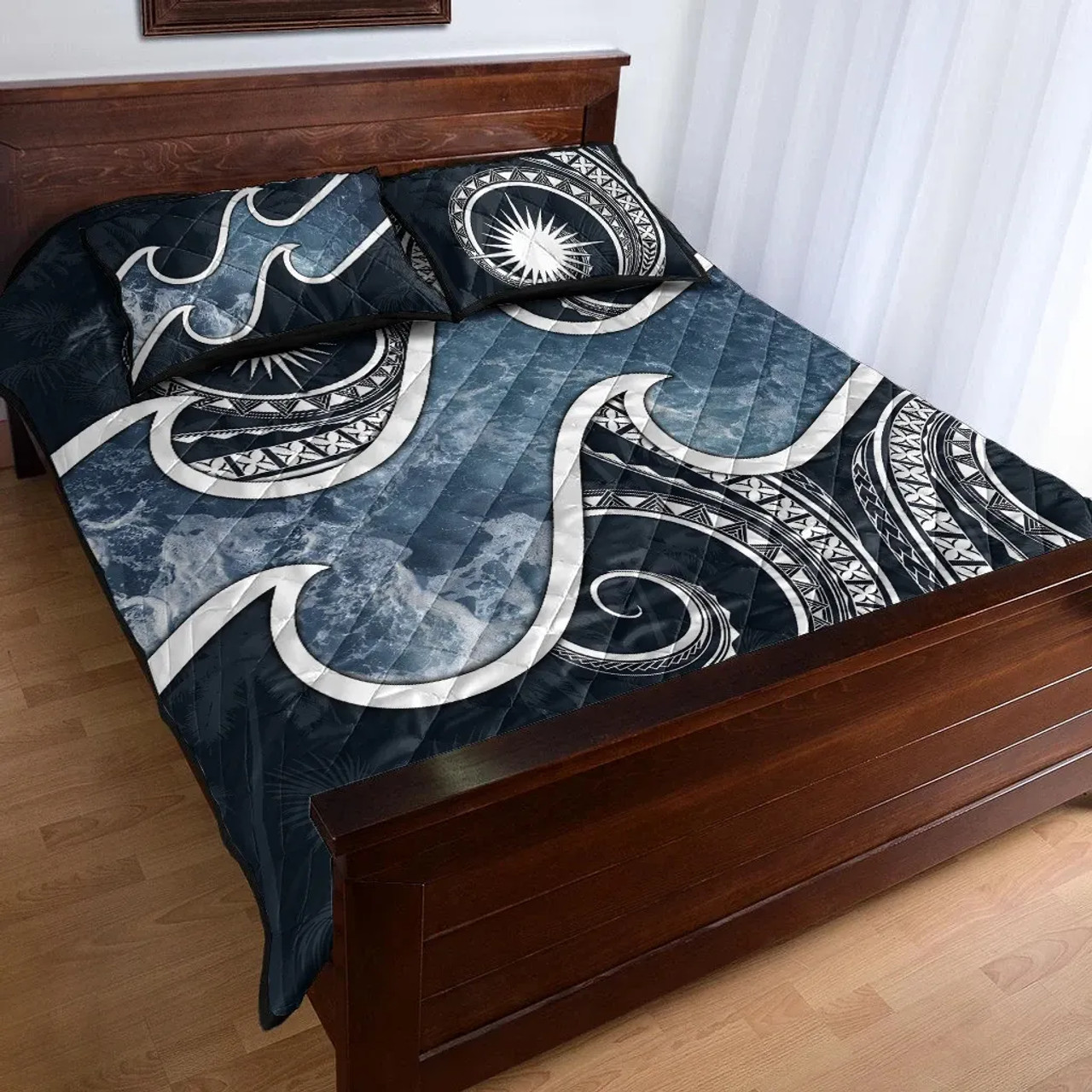 Marshall Islands Polynesian Quilt Bed Set - Ocean Style 3