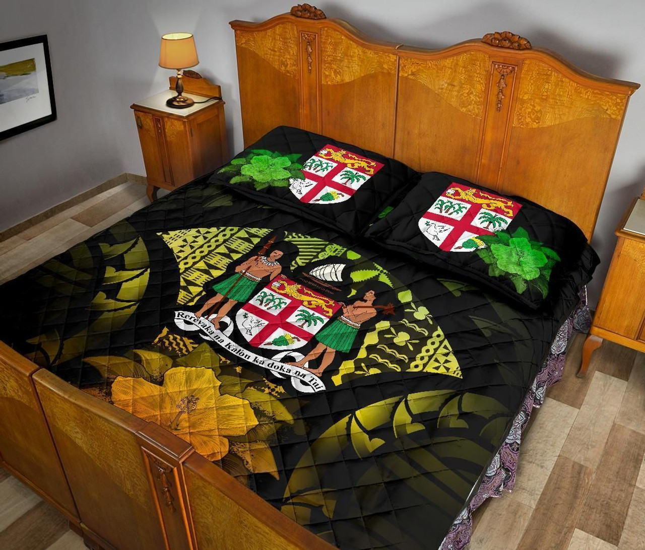 Fiji Polynesian Quilt Bed Set Hibiscus Reggae 4