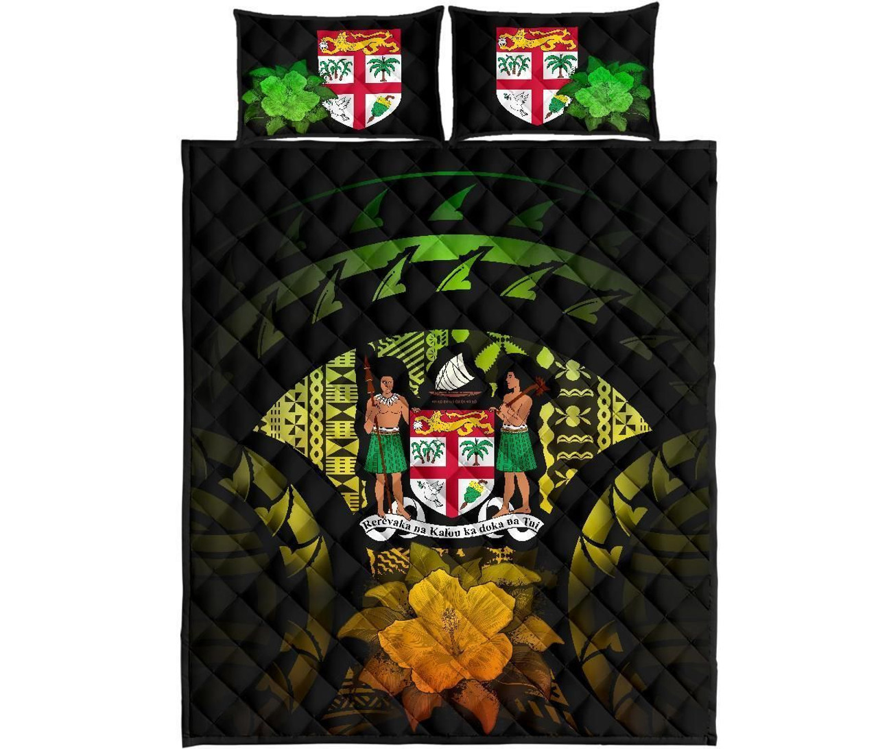 Fiji Polynesian Quilt Bed Set Hibiscus Reggae 5