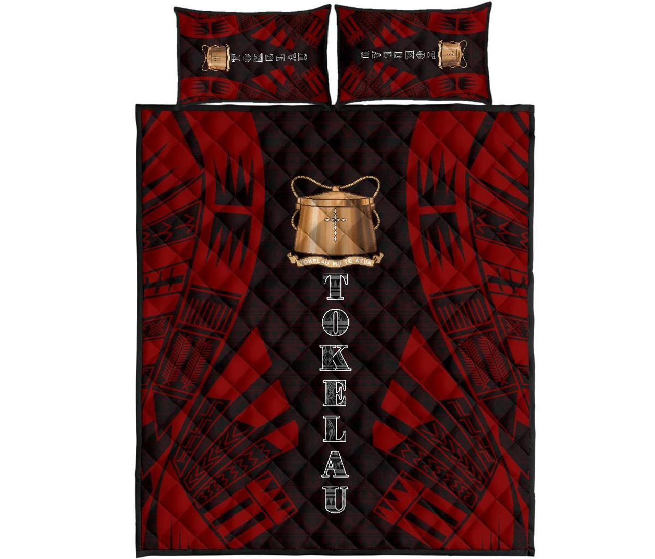 Tokelau Quilt Bed Set - Tokelau Coat Of Arms Red Tattoo Style 1