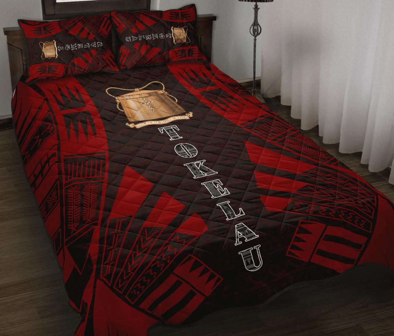 Tokelau Quilt Bed Set - Tokelau Coat Of Arms Red Tattoo Style 2