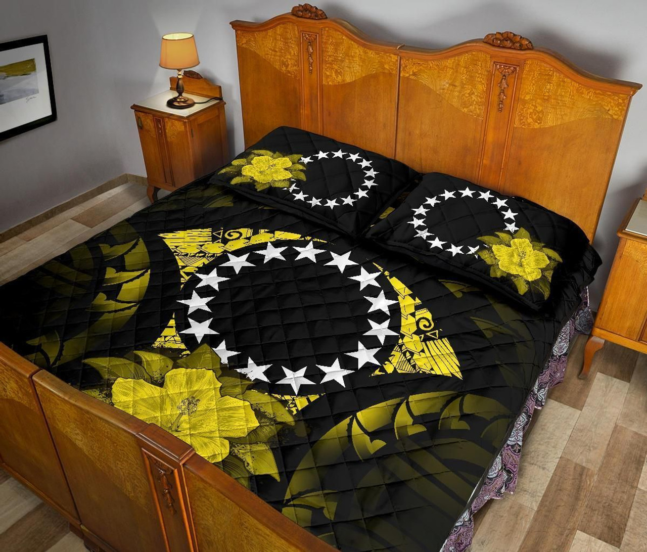 Cook Islands Polynesian Quilt Bed Set Hibiscus Yellow 4