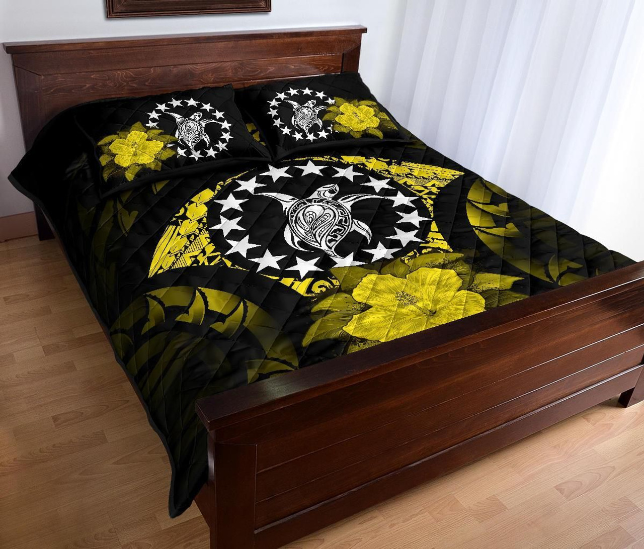 Cook Islands Polynesian Quilt Bed Set Hibiscus Yellow 3