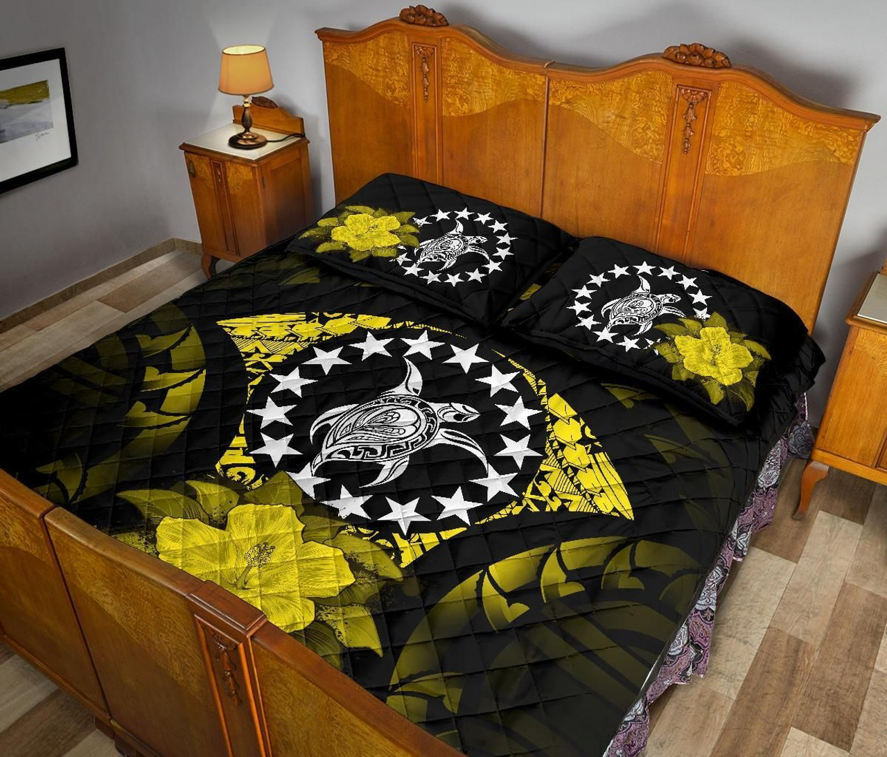 Cook Islands Polynesian Quilt Bed Set Hibiscus Yellow 4