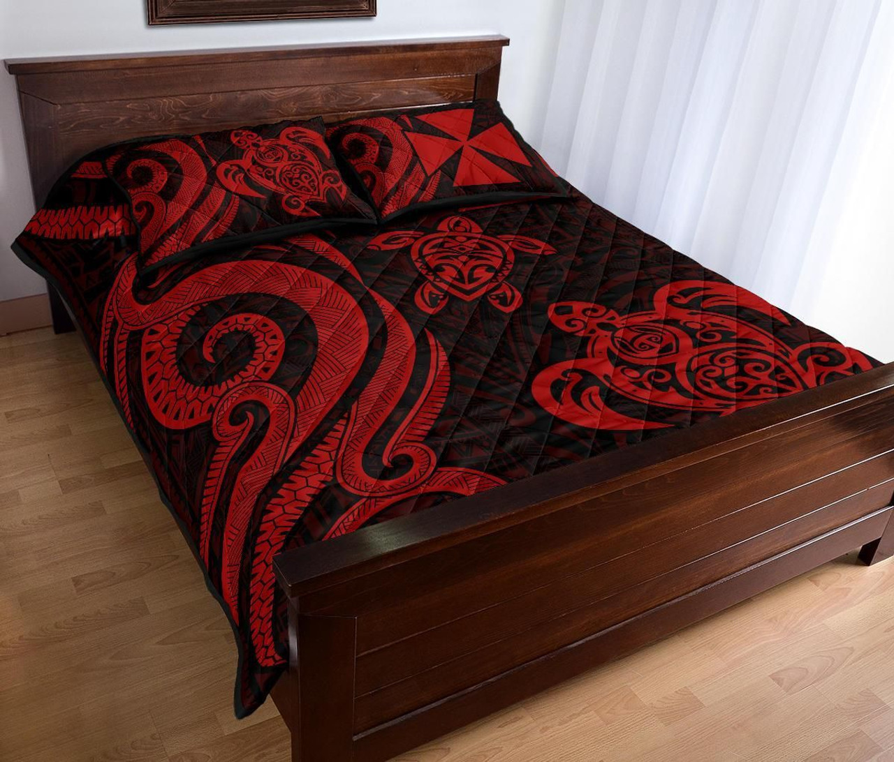 Wallis and Futuna Quilt Bed Set - Red Tentacle Turtle 3