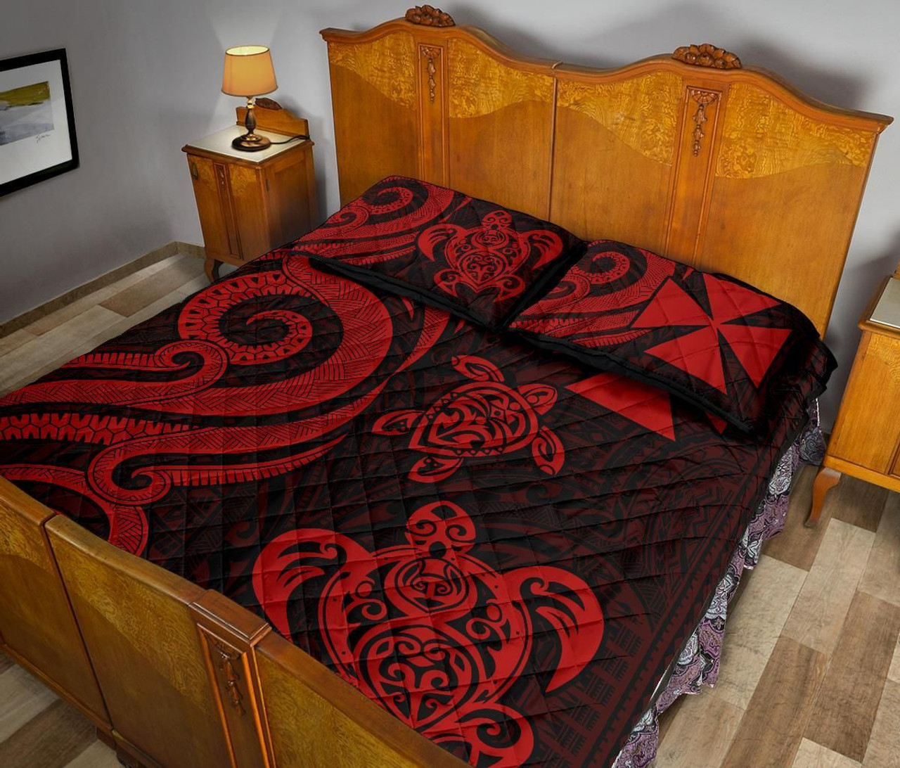 Wallis and Futuna Quilt Bed Set - Red Tentacle Turtle 4