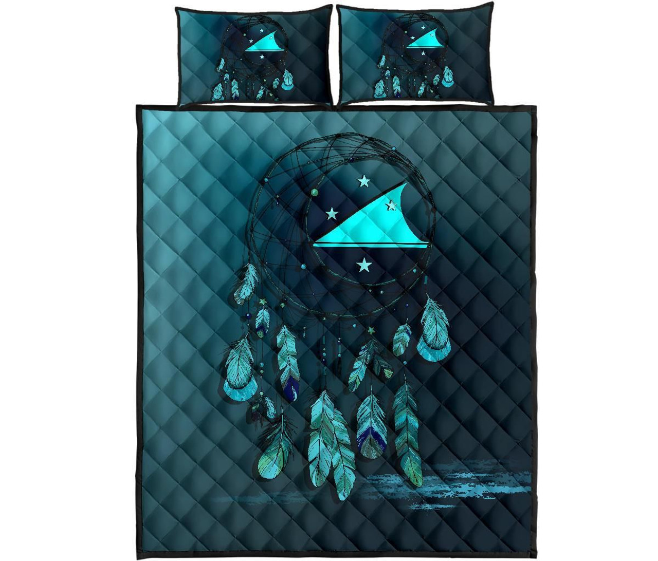 Tokelau Polynesian Quilt Bed Set Dreamcatcher Blue 5