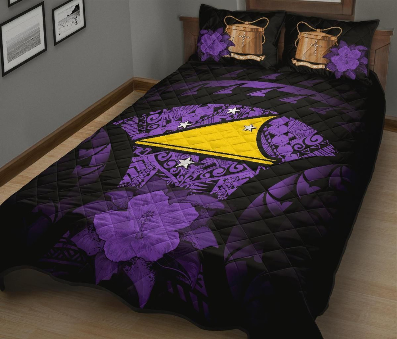Tokelau Polynesian Quilt Bed Set Hibiscus Purple 2