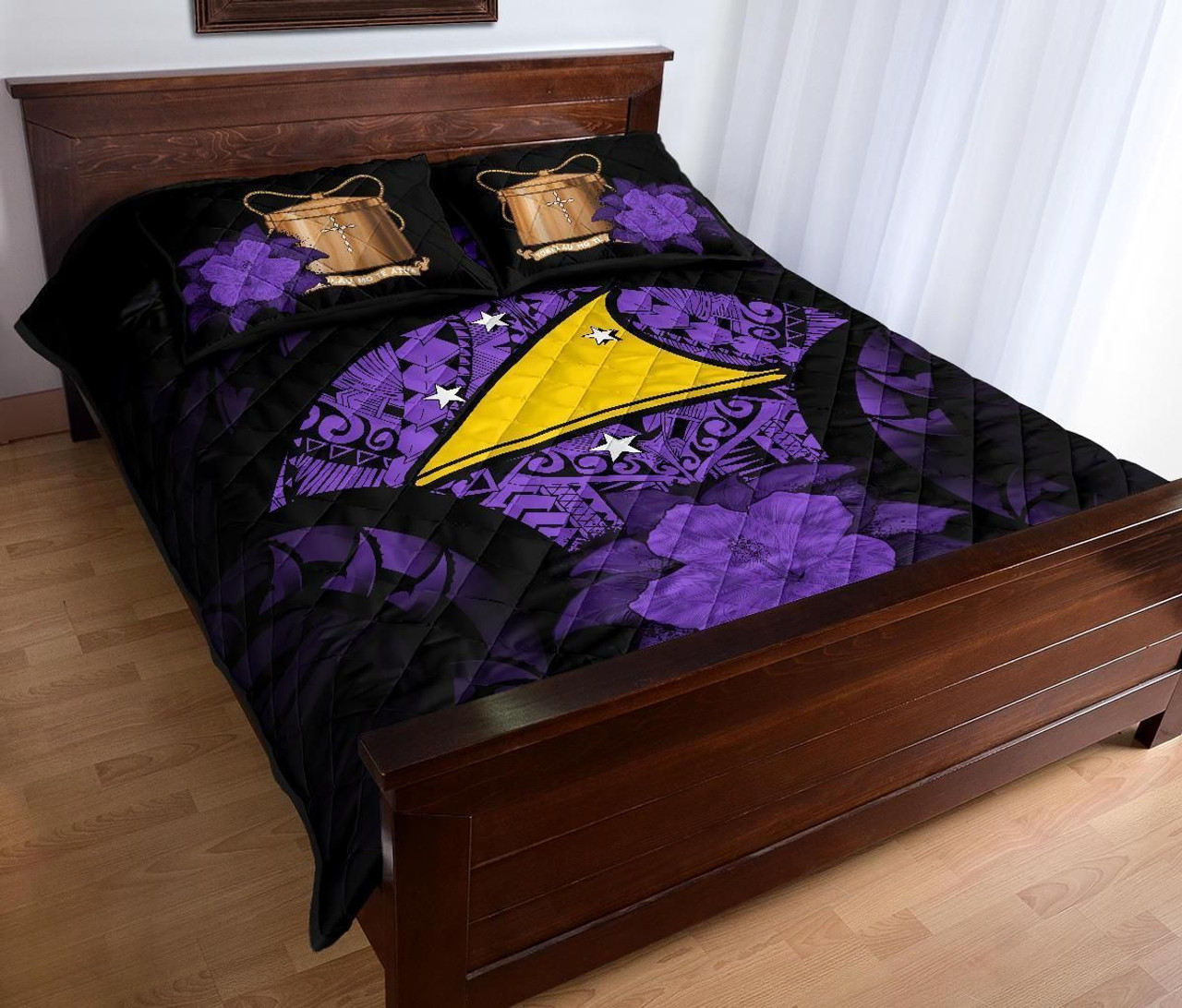 Tokelau Polynesian Quilt Bed Set Hibiscus Purple 3