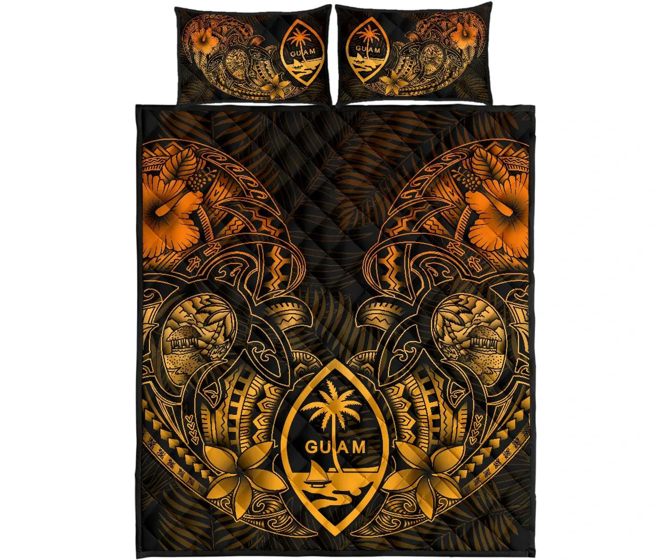 Guam Polynesian Quilt Bed Set - Gold Turtle Homeland 2