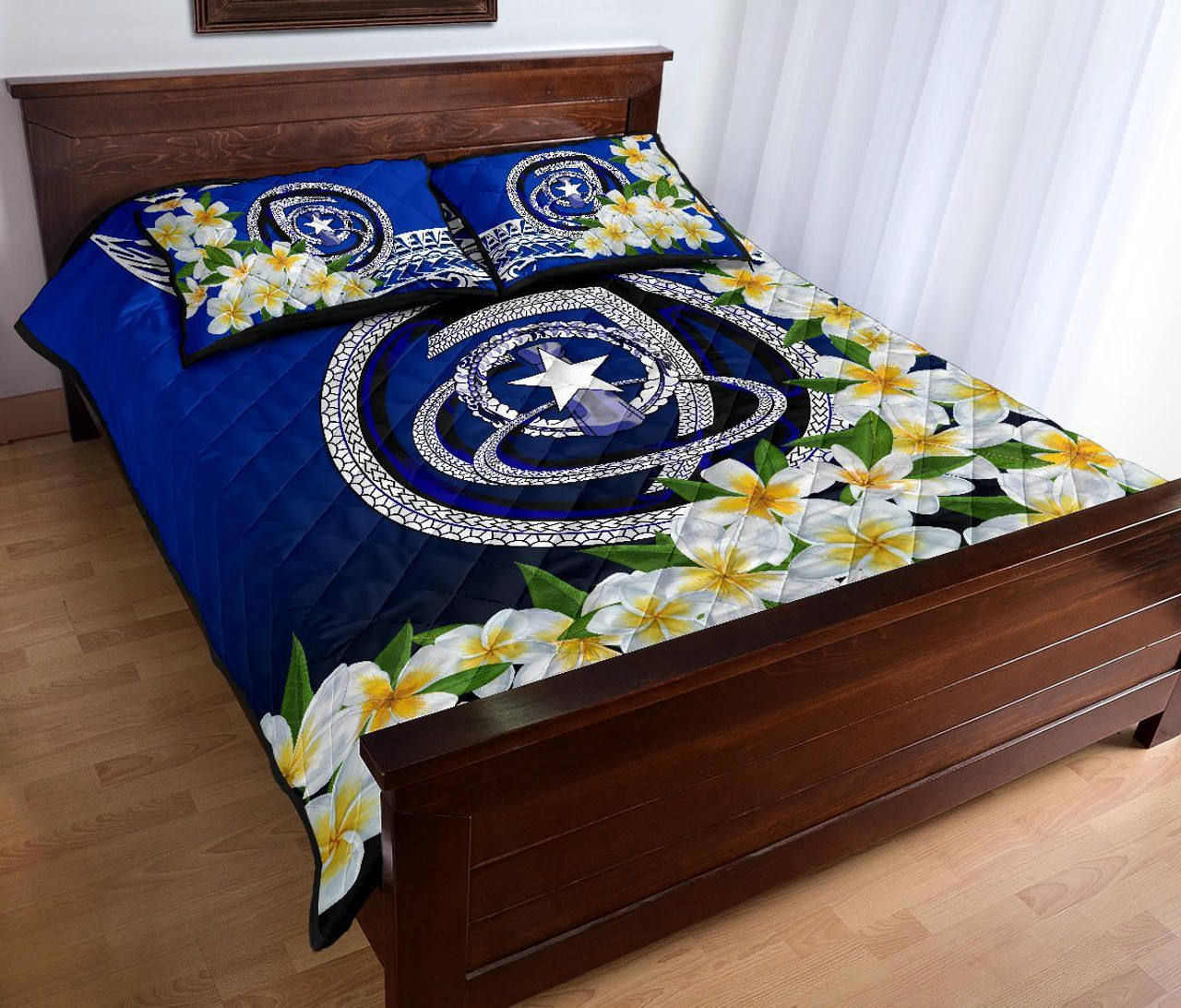 Northern Mariana Islands Quilt Bed Set - Polynesian Plumeria Pattern 3