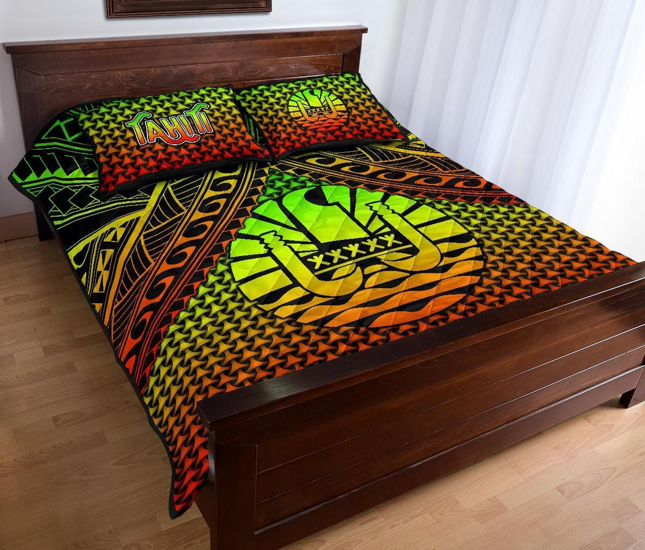 Polynesian Tahiti Quilt Bed Set - Reggae Vintage Polynesian Patterns 3