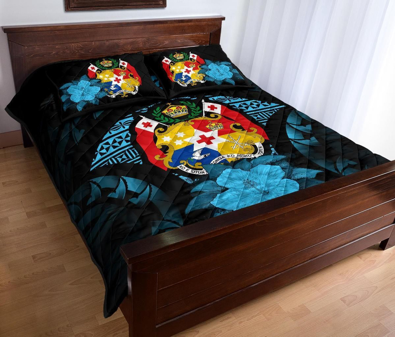 Tonga Polynesian Quilt Bed Set Hibiscus Blue 3