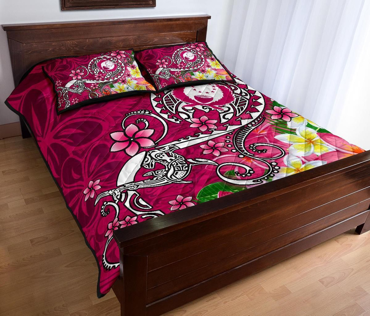 Pohnpei Quilt Bed Set - Turtle Plumeria (Pink) 3