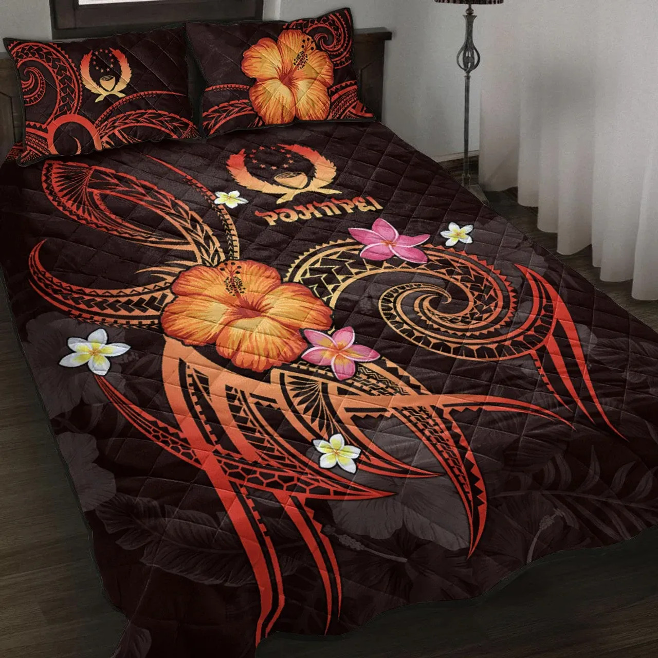Pohnpei Polynesian Quilt Bed Set - Legend of Pohnpei (Red) 1