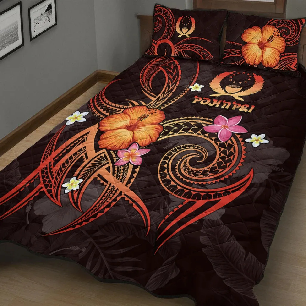 Pohnpei Polynesian Quilt Bed Set - Legend of Pohnpei (Red) 2