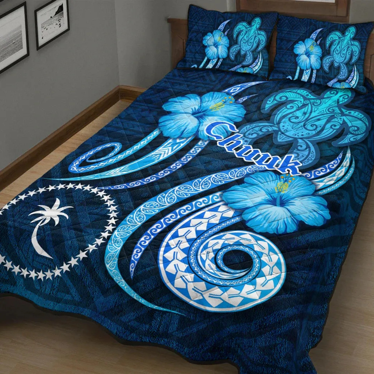 Chuuk Quilt Bed Set - Turtle and Tribal Tattoo Of Polynesian 2