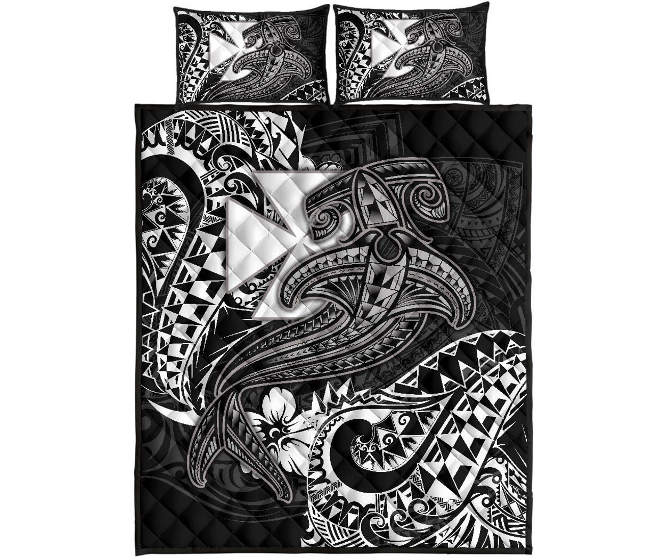 Polynesian Wallis and Futuna Quilt Bed Set - White Shark Polynesian Tattoo 5