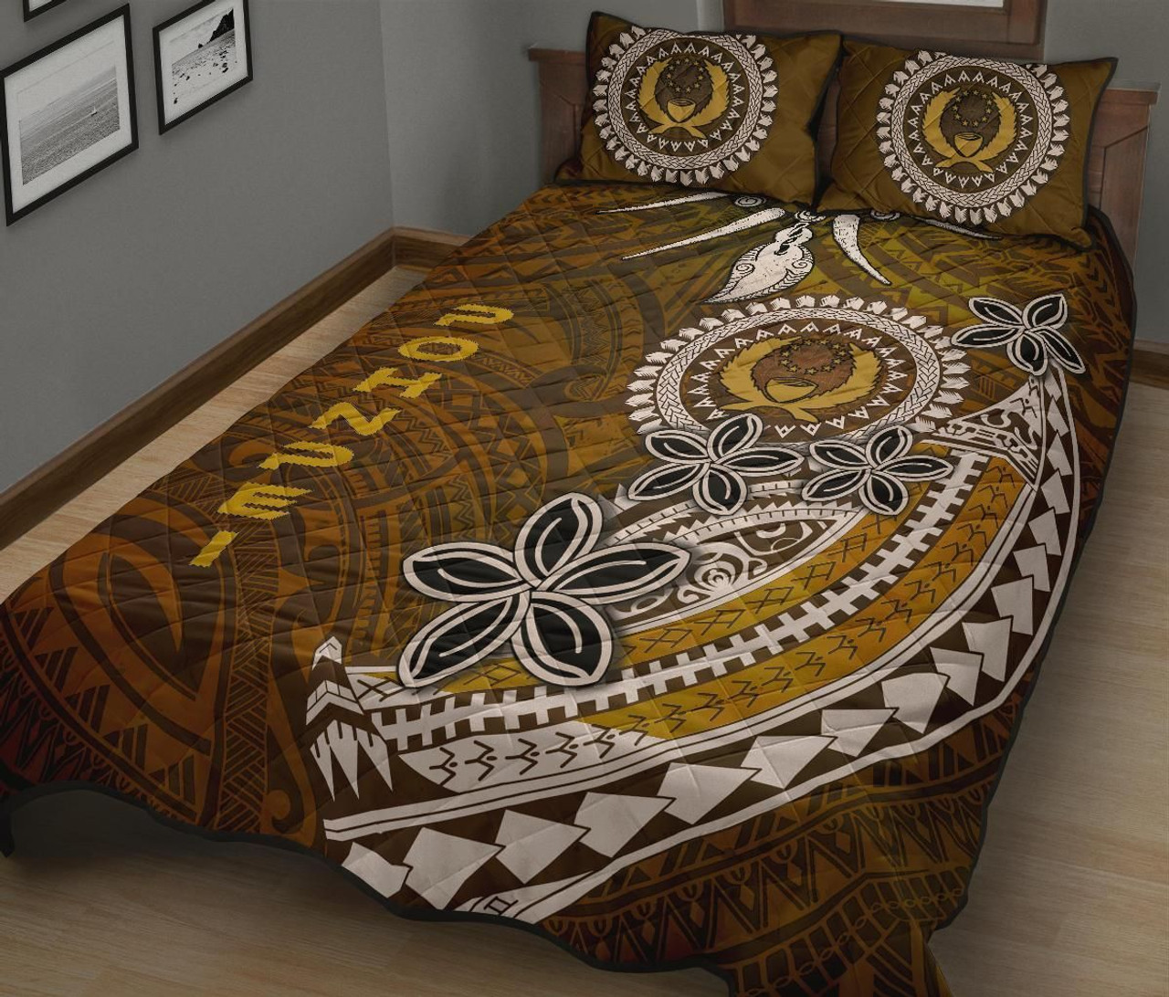 Pohnpei Quilt Bed Sets - Polynesian Boar Tusk 1