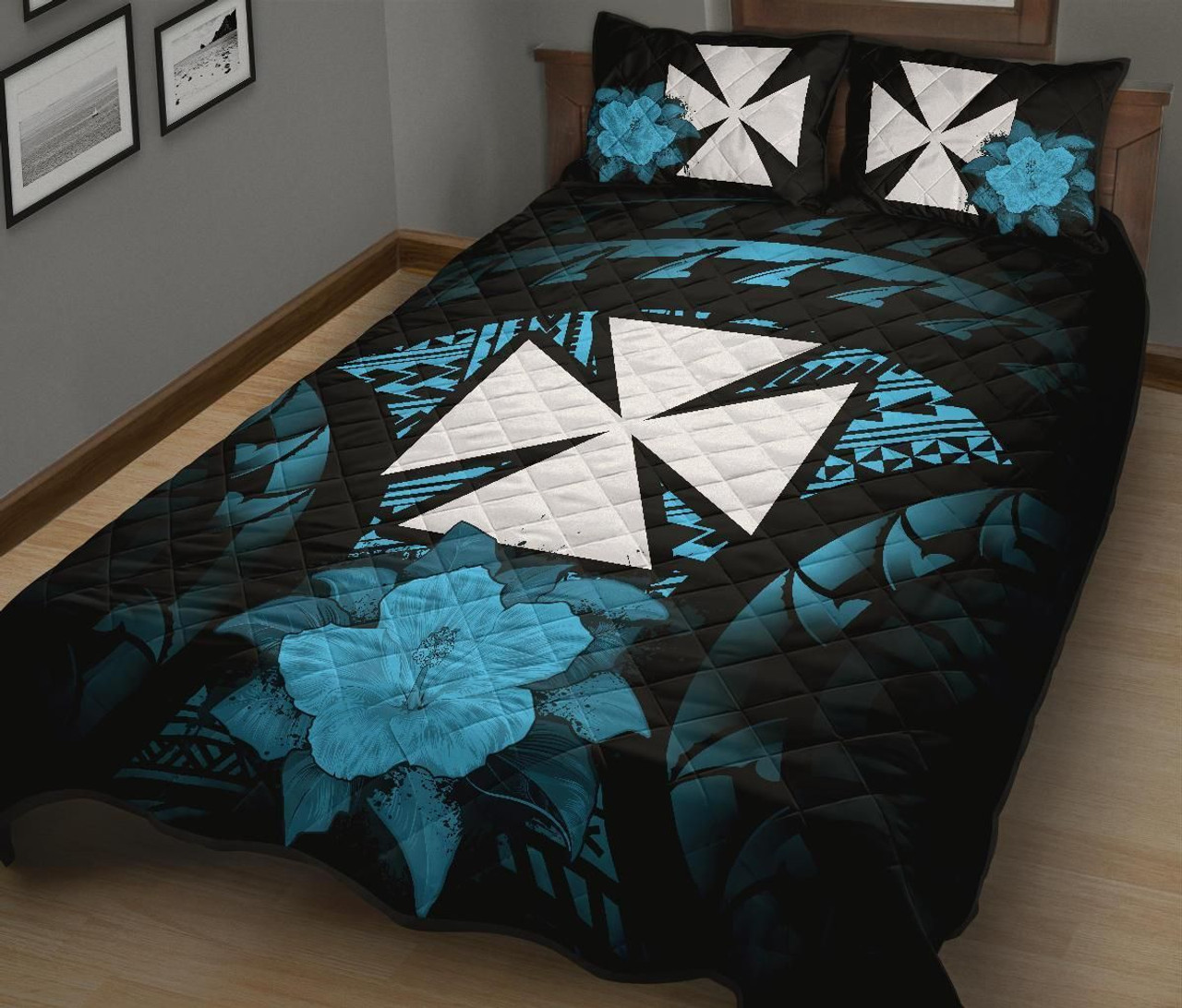 Wallis And Futuna Polynesian Quilt Bed Set Hibiscus Blue 2