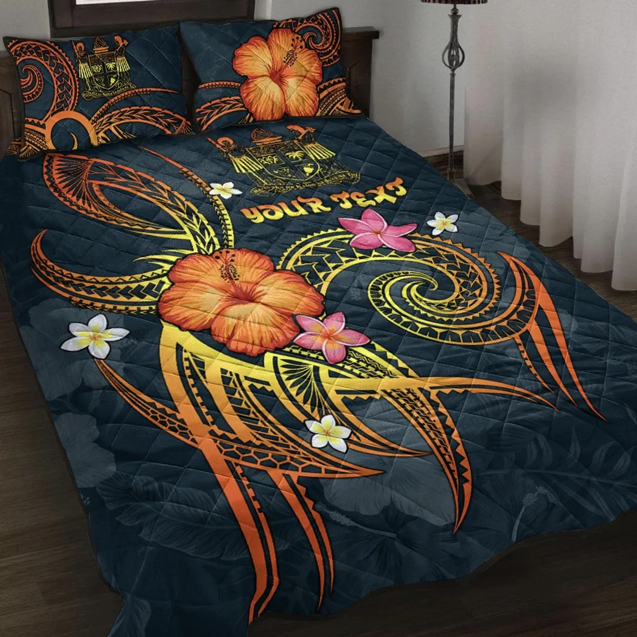 Fiji Polynesian Personalised Quilt Bed Set - Legend of Fiji (Blue) 1