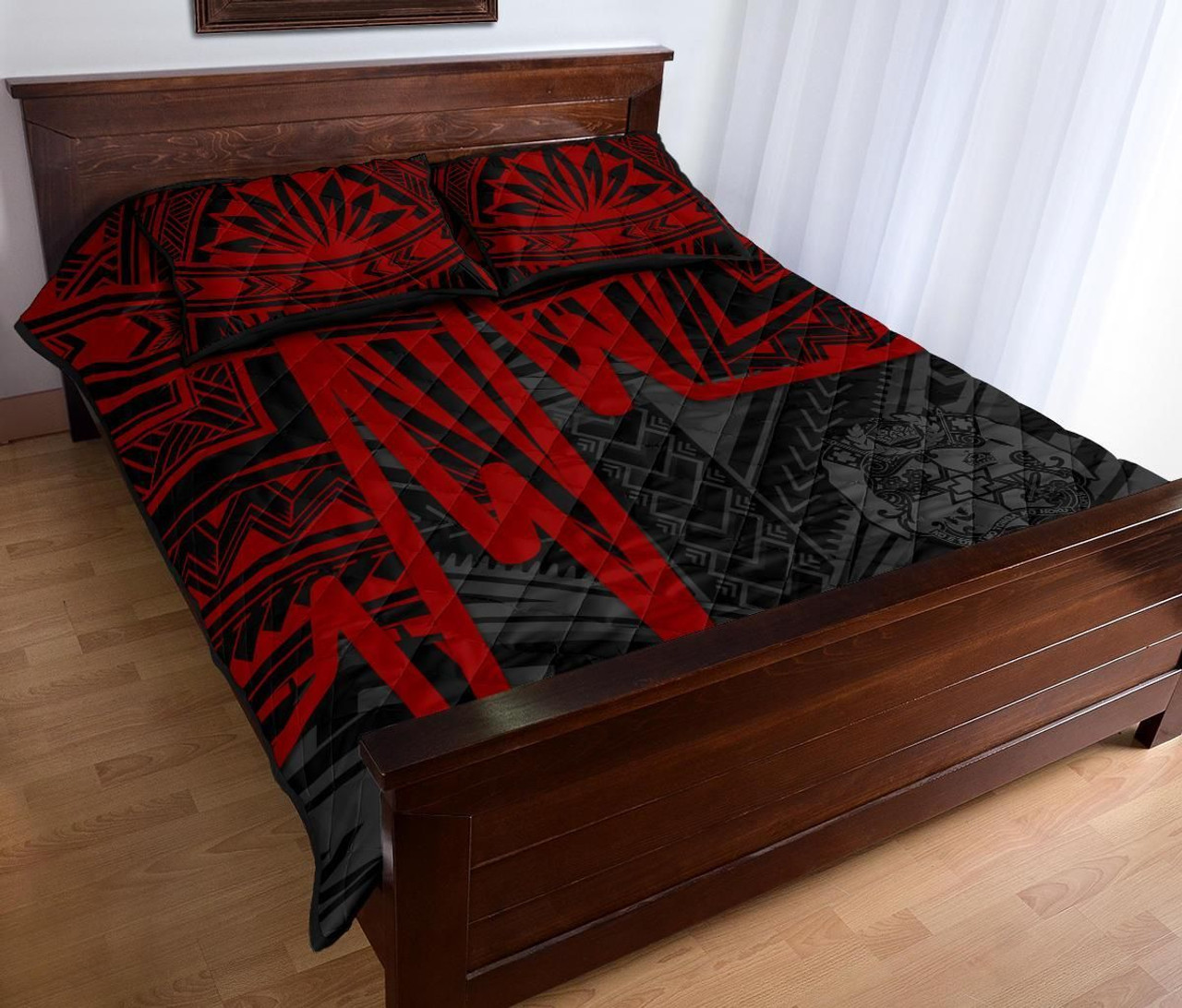 Tonga Quilt Bed Set - Tonga Seal In Heartbeat Patterns Style (Red) 4