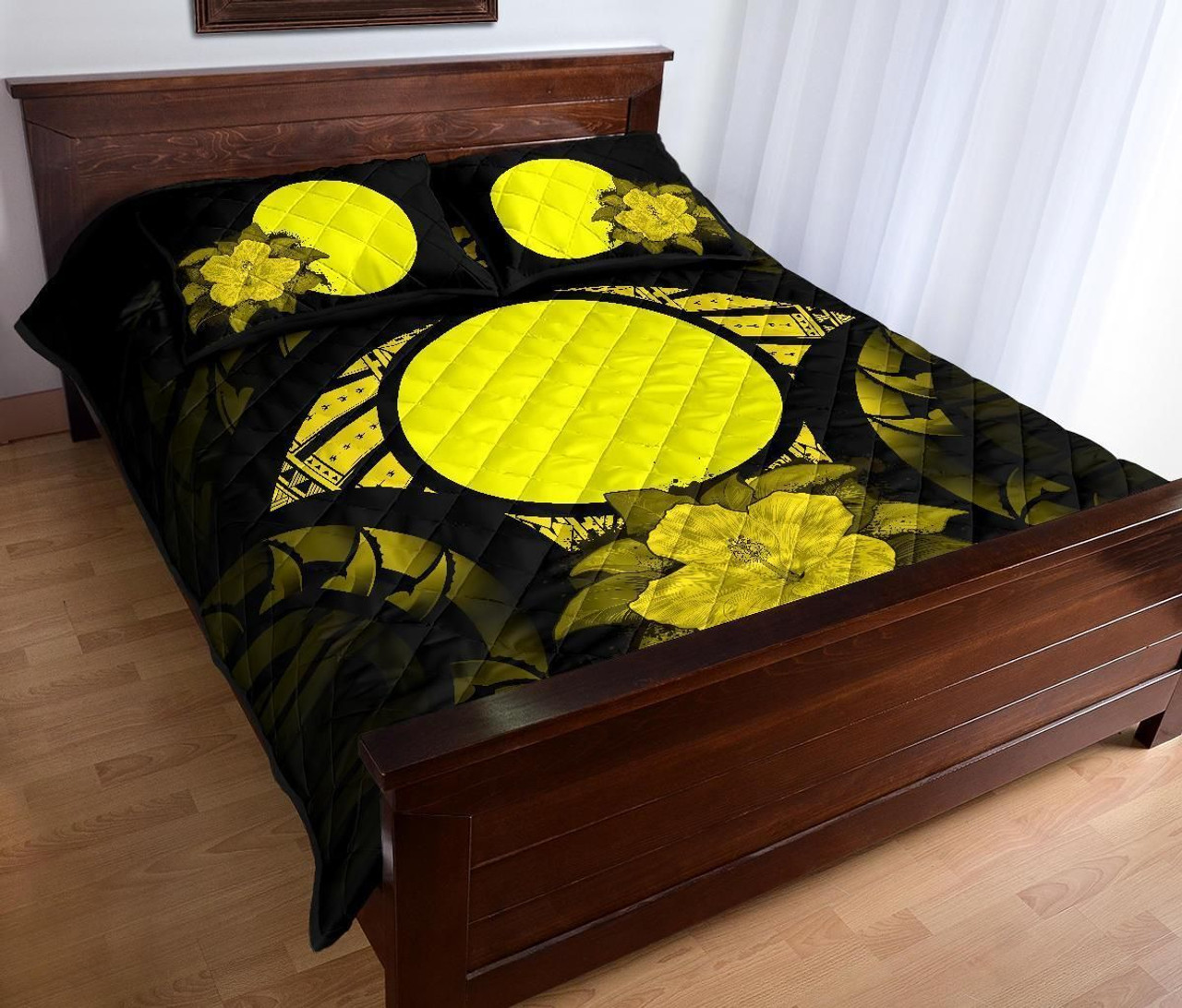 Palau Polynesian Quilt Bed Set Hibiscus Yellow 3