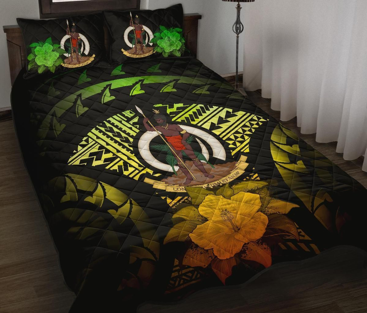 Vanuatu Polynesian Quilt Bed Set Hibiscus Reggae 1