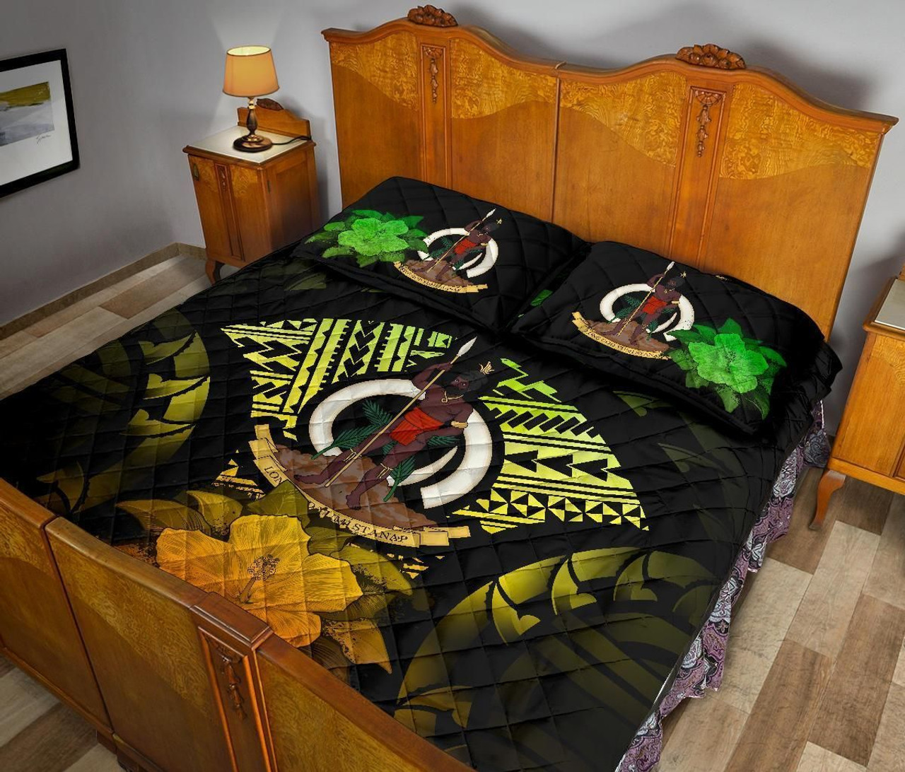 Vanuatu Polynesian Quilt Bed Set Hibiscus Reggae 4