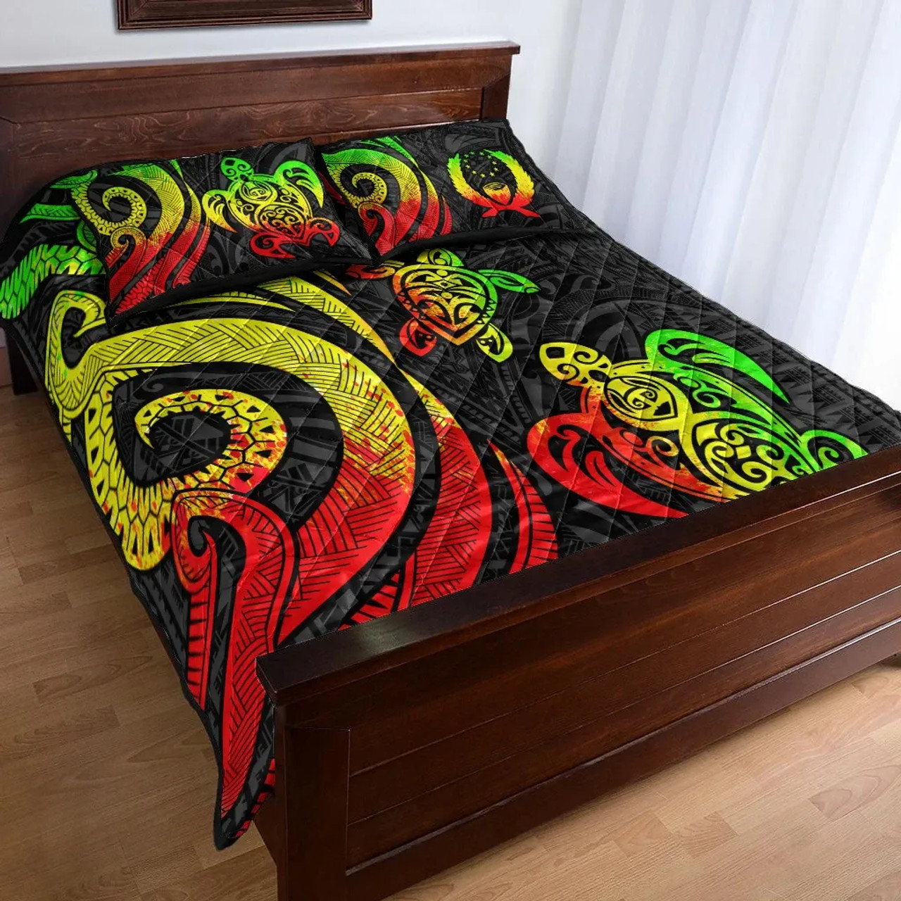Pohnpei Quilt Bed Set - Reggae Tentacle Turtle 3