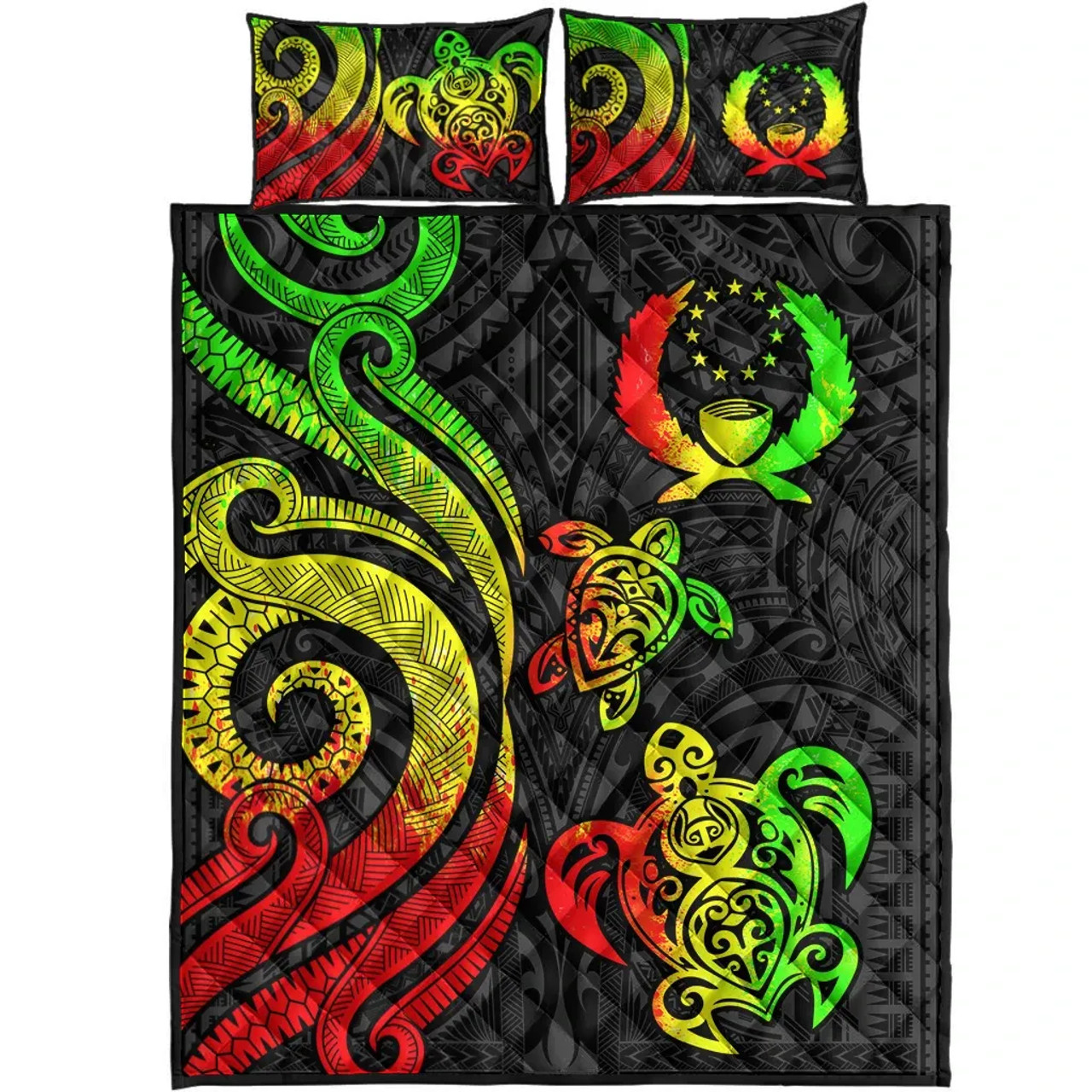 Pohnpei Quilt Bed Set - Reggae Tentacle Turtle 5