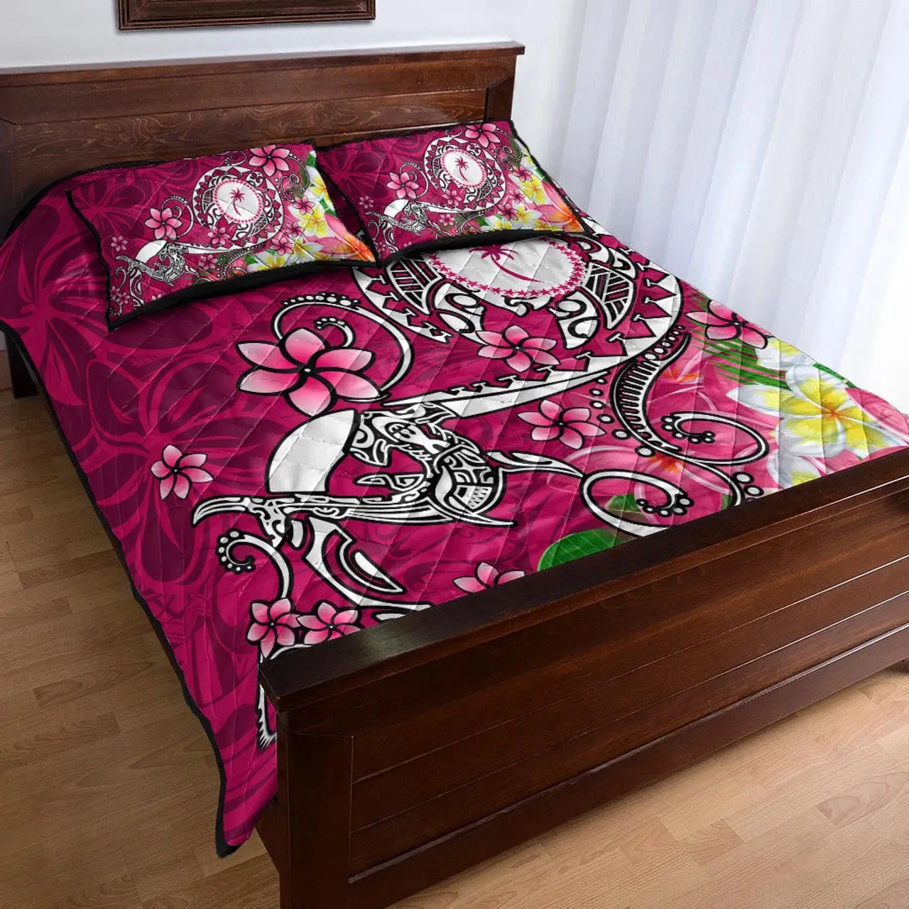 Kosrae Quilt Bed Set - Turtle Plumeria (Pink) 1