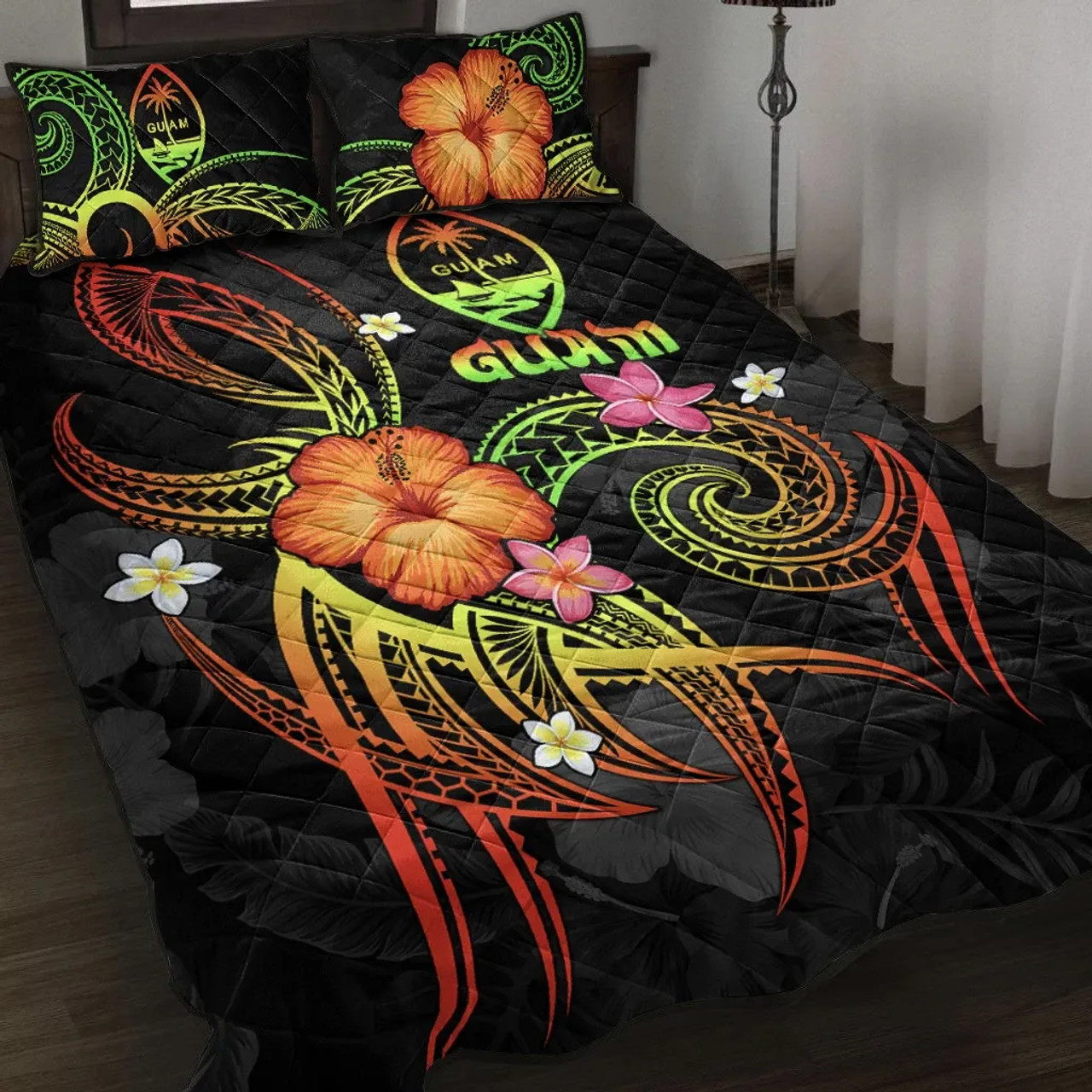 Guam Polynesian Quilt Bed Set - Legend of Guam (Reggae) 1